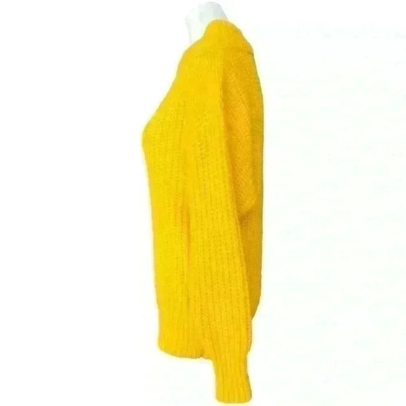 Vintage 80s One Step Up Chunky Rib Knit Bright Yellow Oversized Sweater Size S - Picture 6 of 7